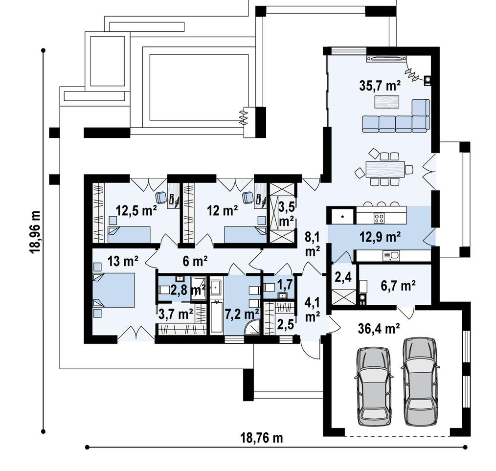 Planimetria della costruzione Casa in Legno modello Villa Unifamigliare di House Cente Parma