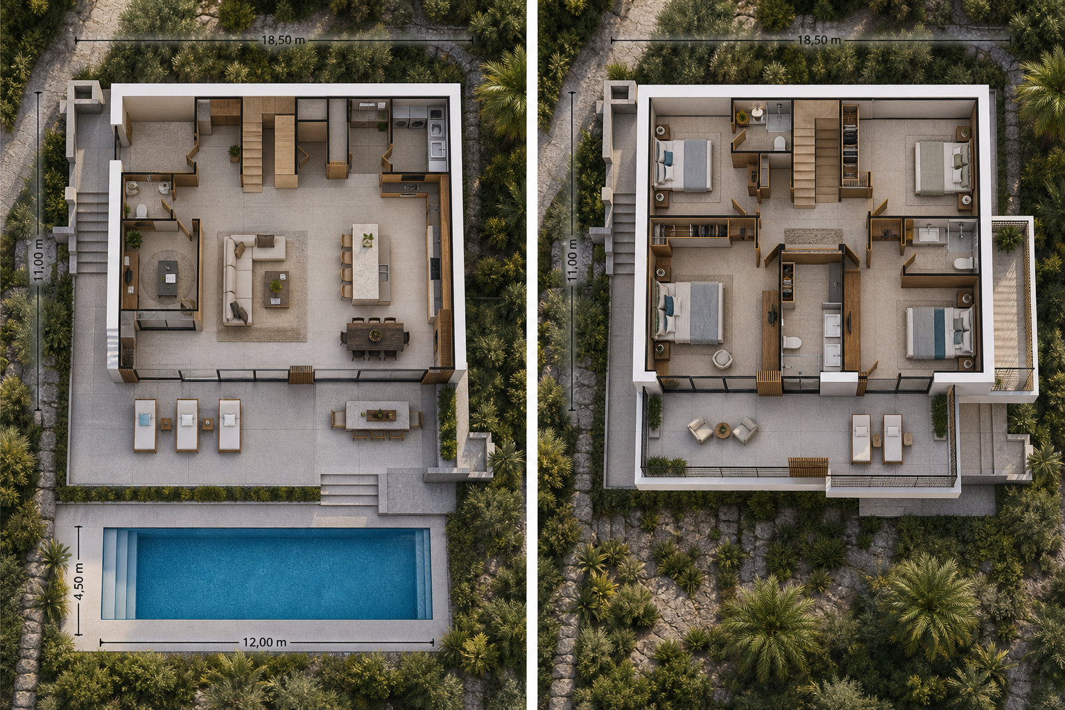 Planimetria della costruzione Casa in Legno modello Villa Mediterranea di Aura Legno srl