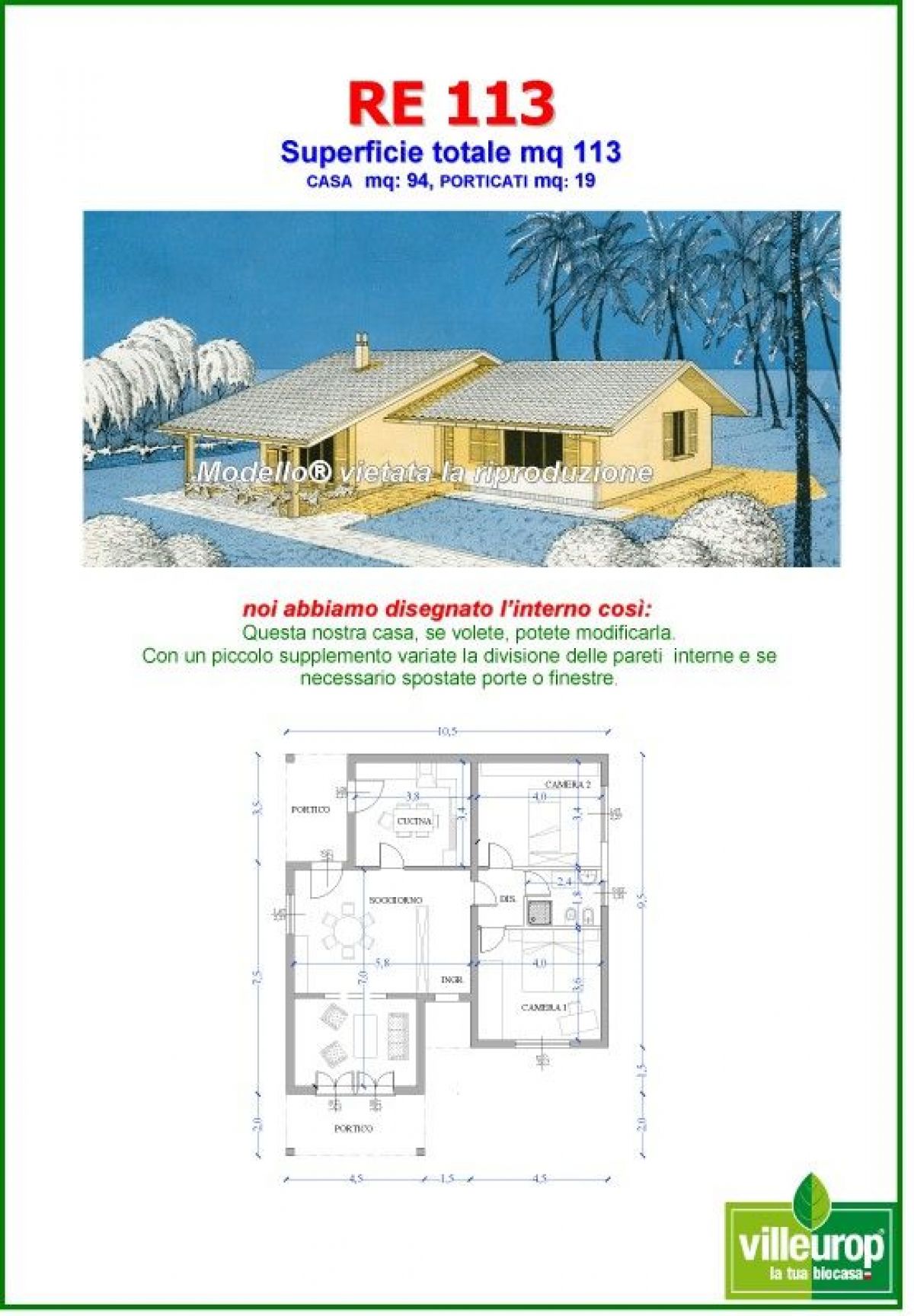 Case in legno Sangallo S.r.l. su progetto da noi proposto  modificabile  RE 113
