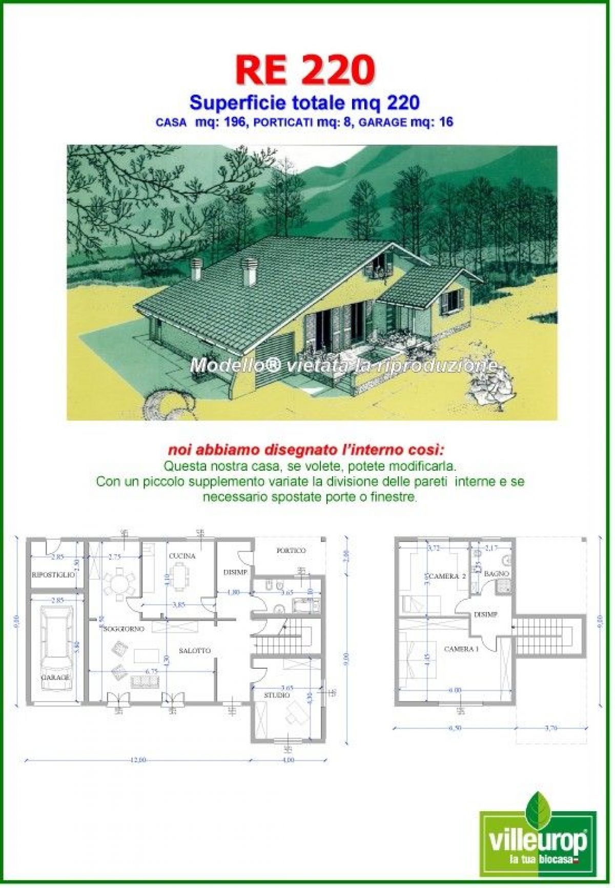 Case in legno Sangallo S.r.l. su progetto da noi proposto  modificabile  RE 220