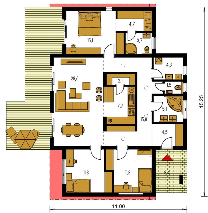 Planimetria della costruzione Casa in Legno modello Marta di Edilbiocasa