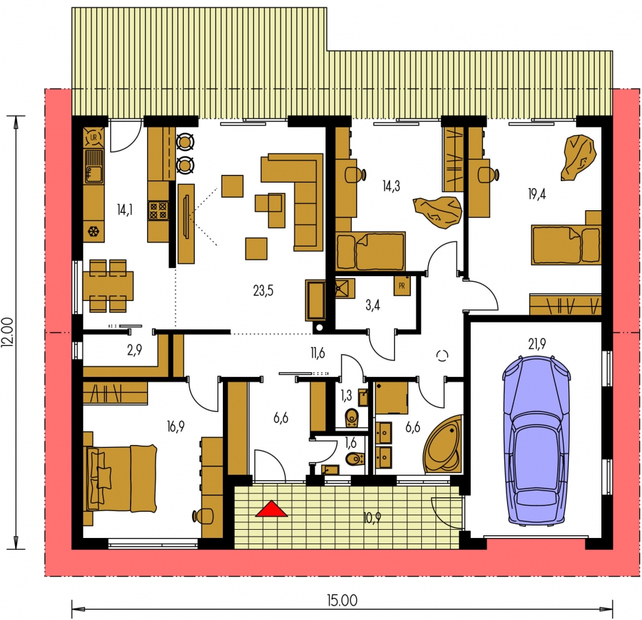Planimetria della costruzione Casa in Legno modello Chiara di Edilbiocasa
