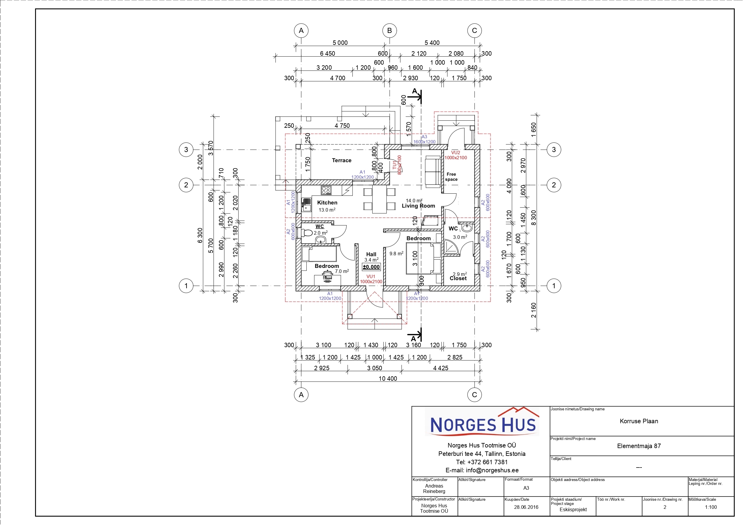 Planimetria della costruzione Casa in Legno modello MODELLO 87 di NORGES HUS