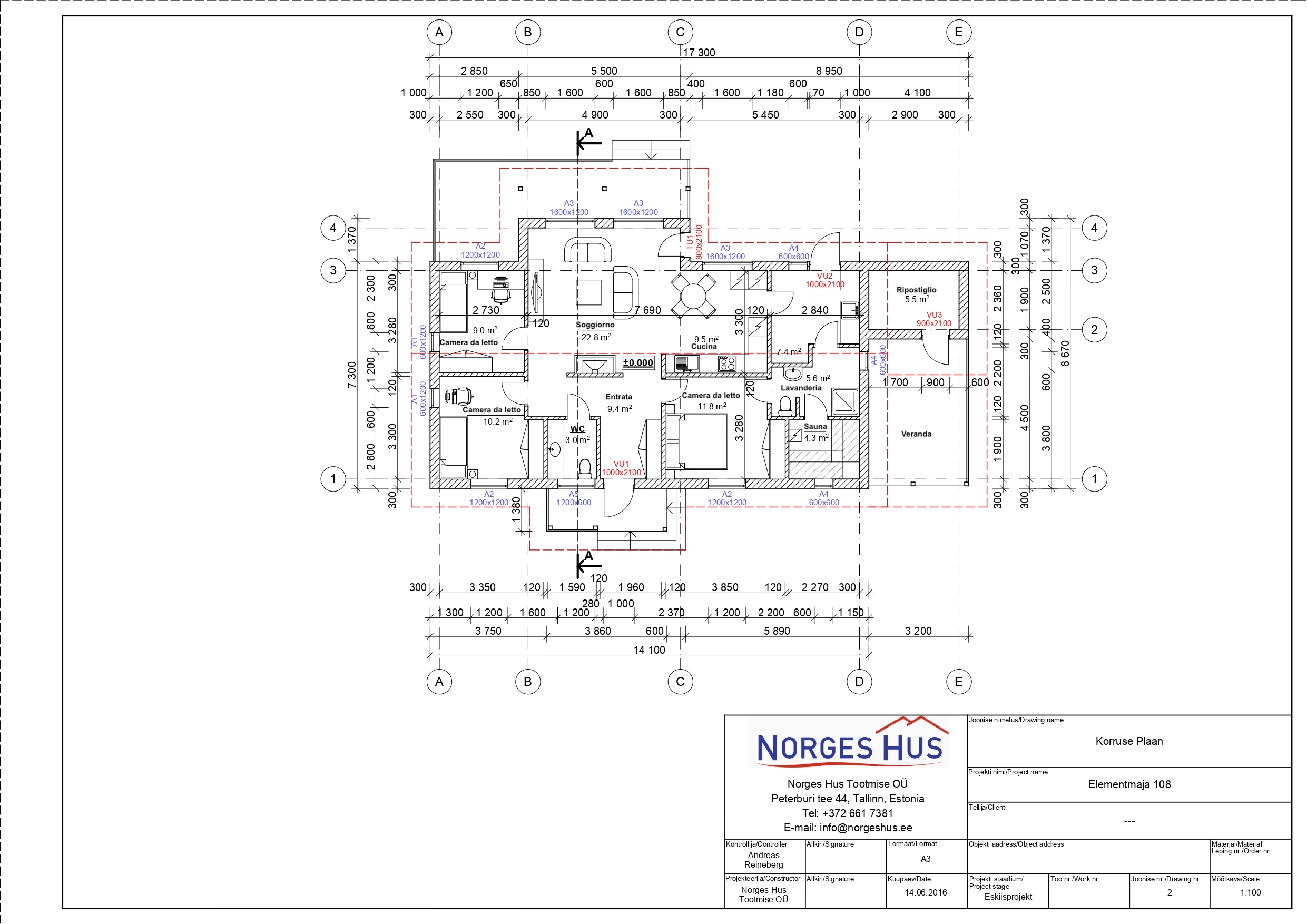 Planimetria della costruzione Casa in Legno modello MODELLO 108 di NORGES HUS