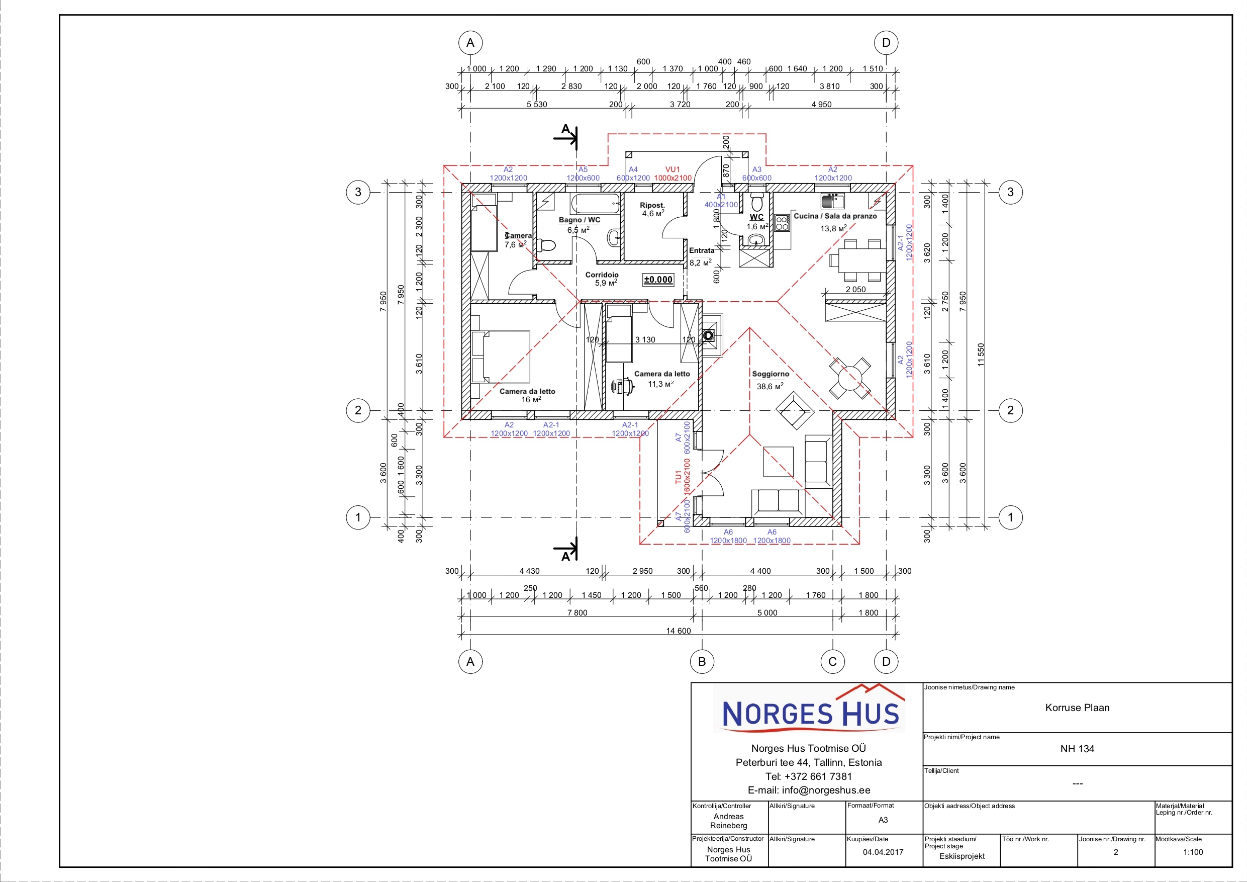 Planimetria della costruzione Casa in Legno modello MODELLO 134 di NORGES HUS