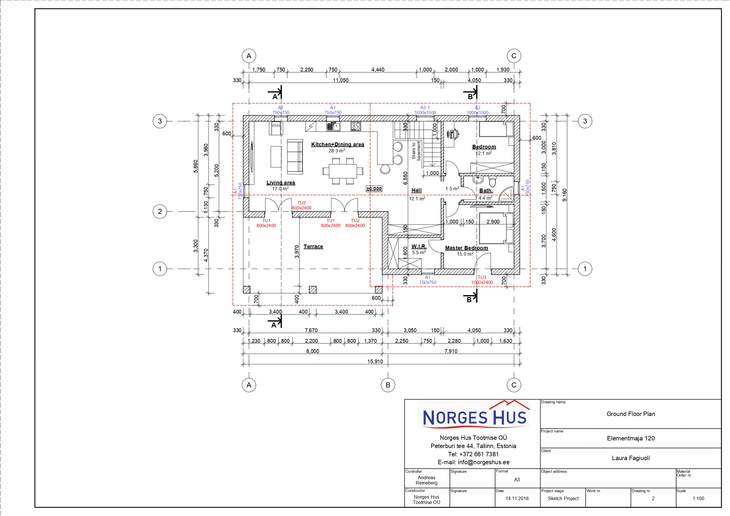 Planimetria della costruzione Casa in Legno modello MODELLO 145 di NORGES HUS