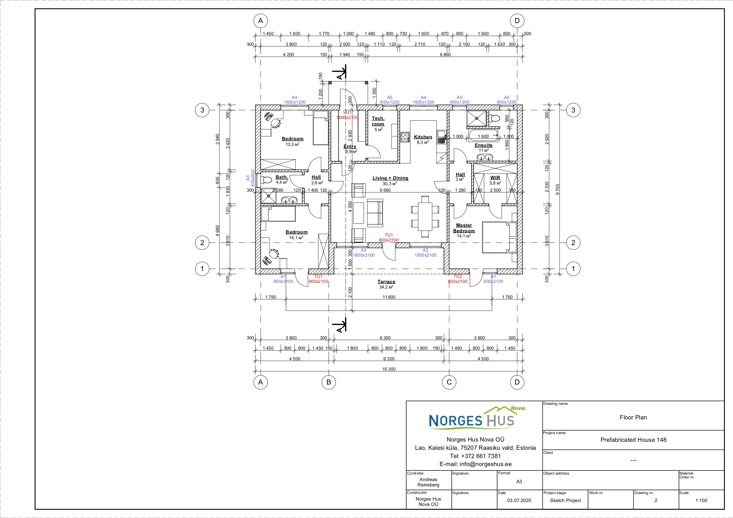 Planimetria della costruzione Casa in Legno modello MODELLO 148 di NORGES HUS