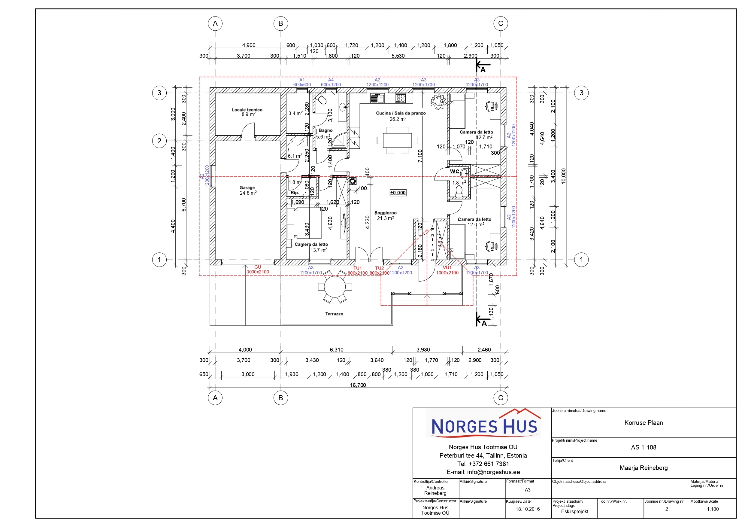 Planimetria della costruzione Casa in Legno modello MODELLO 167 di NORGES HUS