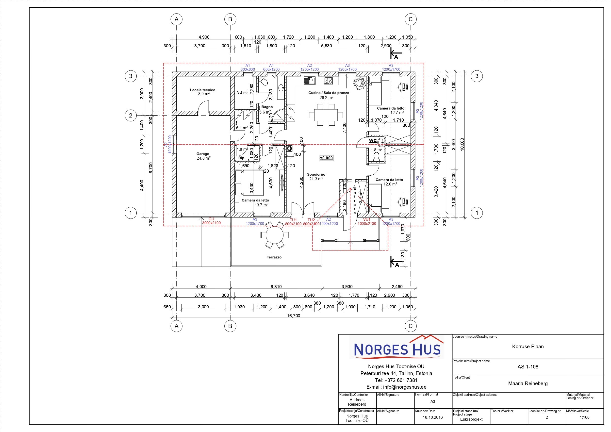 Planimetria della costruzione Casa in Legno modello MODELLO 167 di NORGES HUS