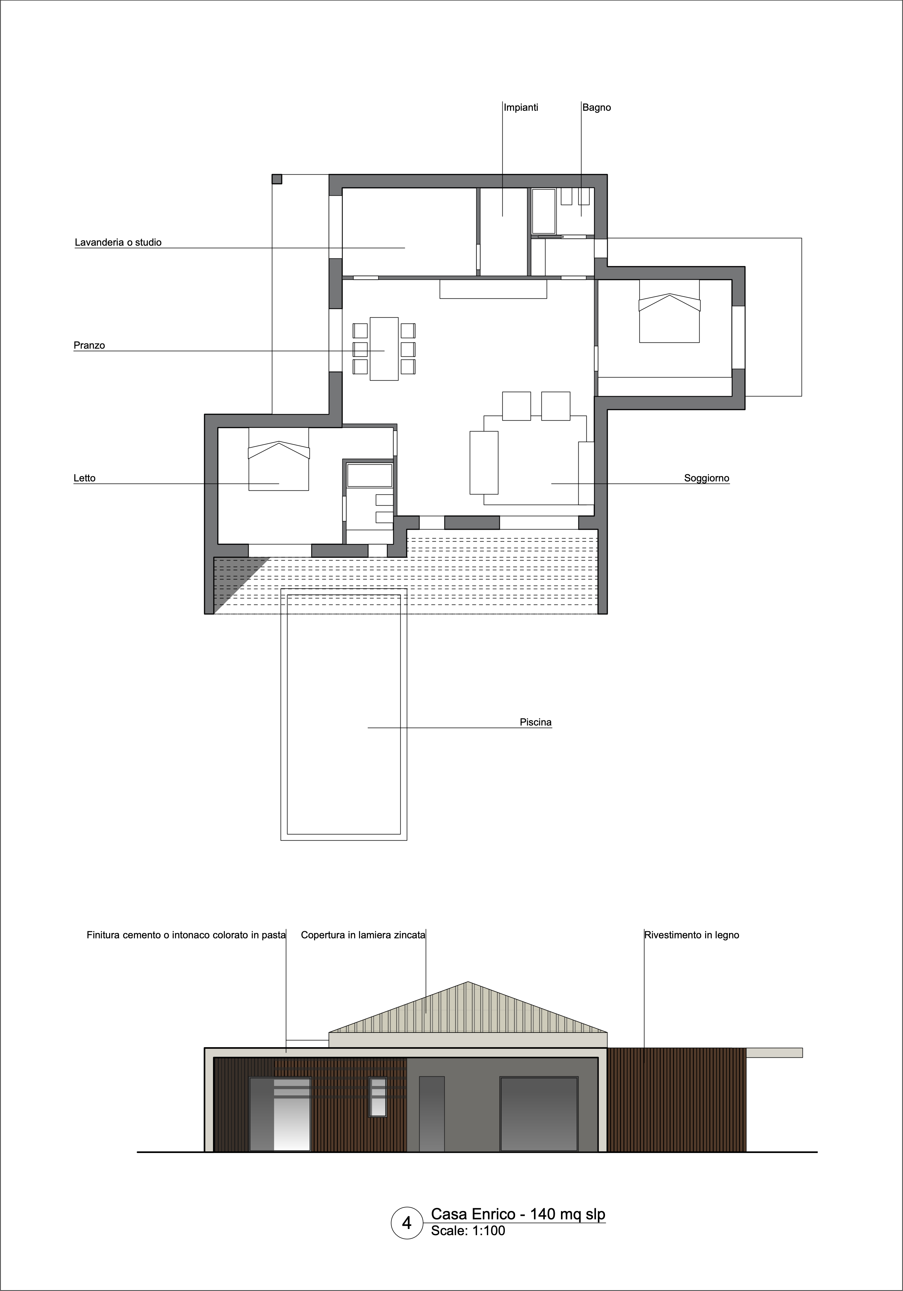 Planimetria della costruzione Casa in Legno modello Casa Enrico di OneHaus