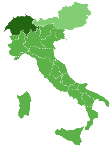 Mappa Regioni Italia e nazioni europee Svizzera e Austria