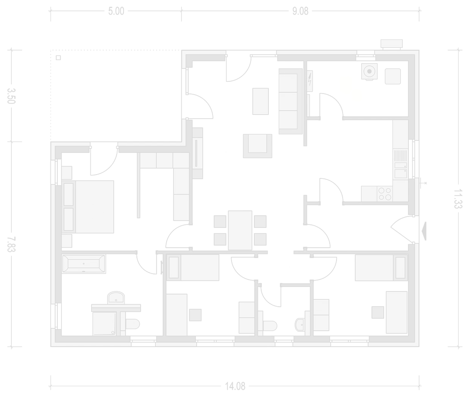Planimetria della costruzione Casa in Legno modello Villa Zoe di LignoAlp | Damiani-Holz&KO Spa