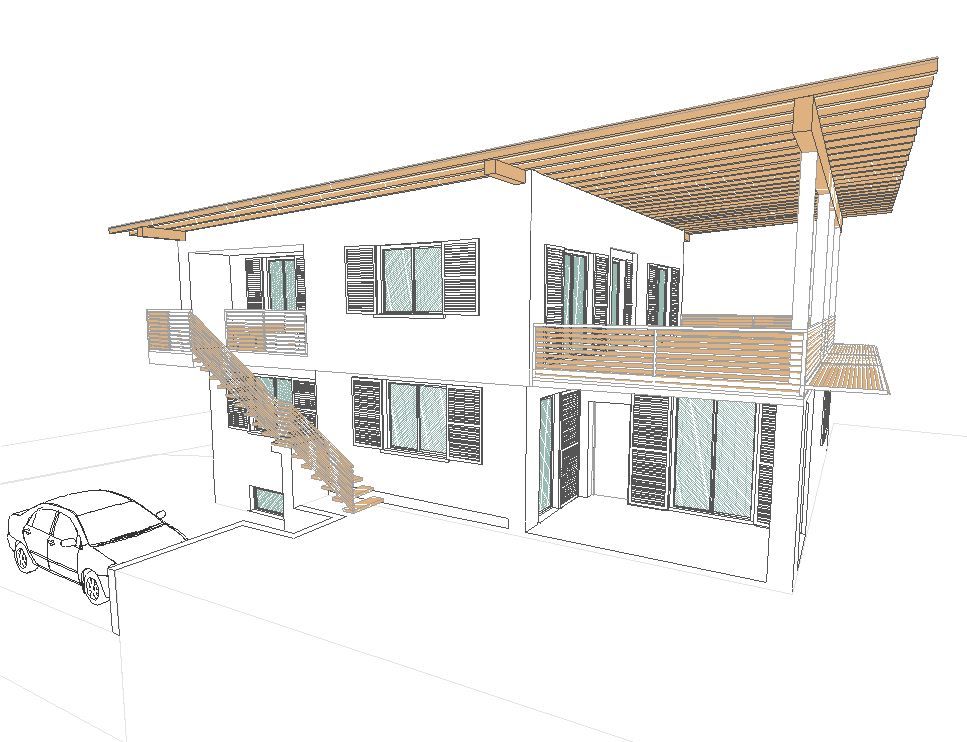 Progetto di sopralzo in legno, per realizzazione di unità abitativa indipendente realizzato da Fulvio Miatello,  a Vedano Olona