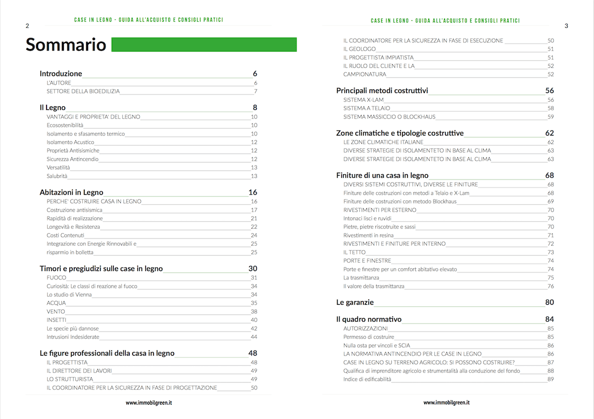 Indice della Guida alle Case in Legno